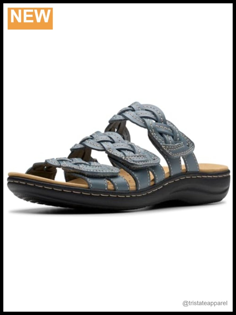 Woven Leather Slide Sandals Low Heel Casual